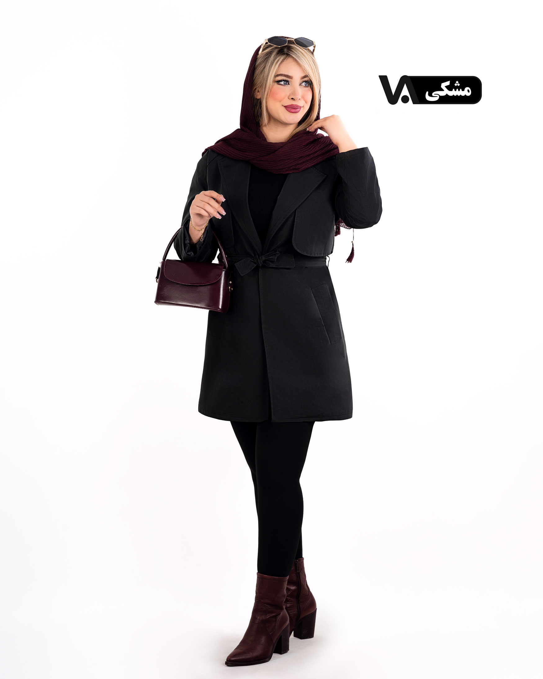 بارانی کوتاه یقه انگلیسی بنددار کد j473