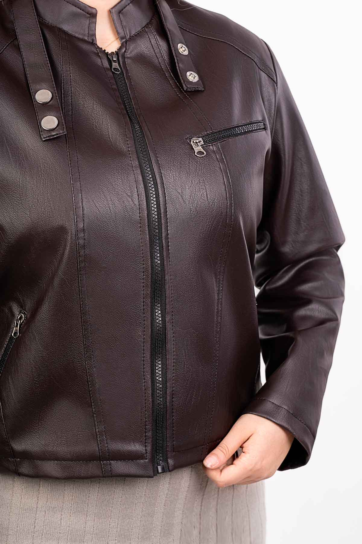 کت چرم یقه دیپلمات کد j440