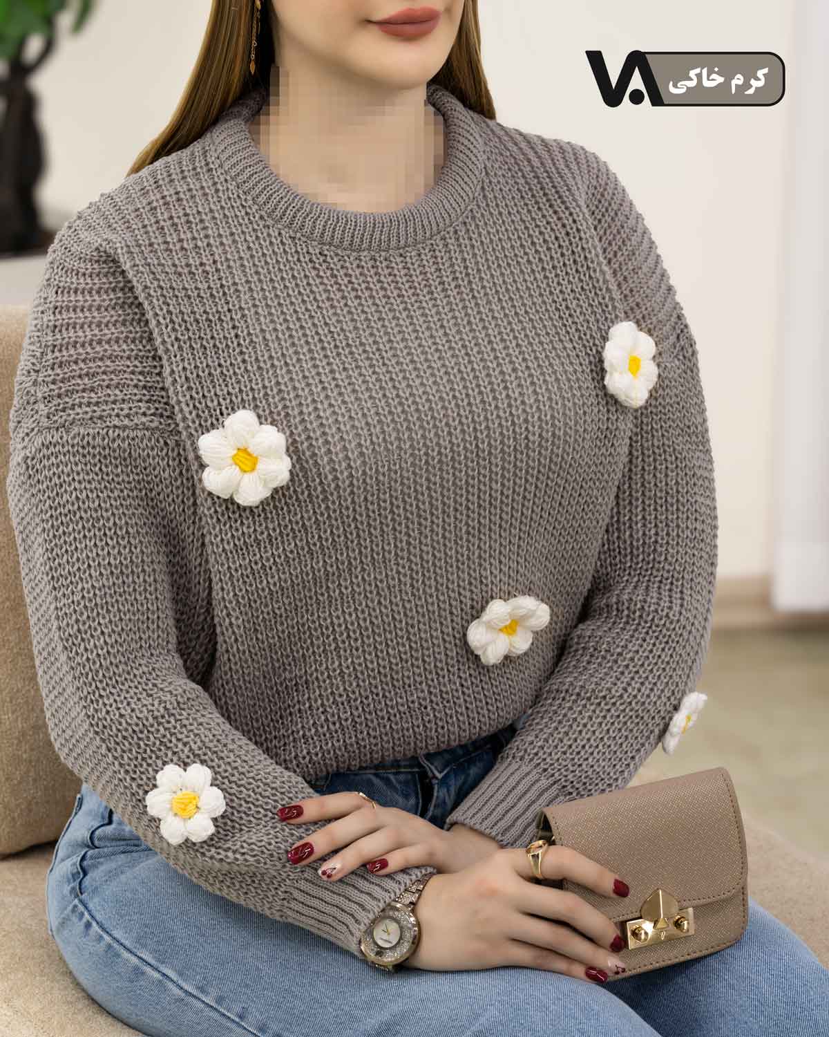 بافت یقه گرد مدل بابونه کد j322