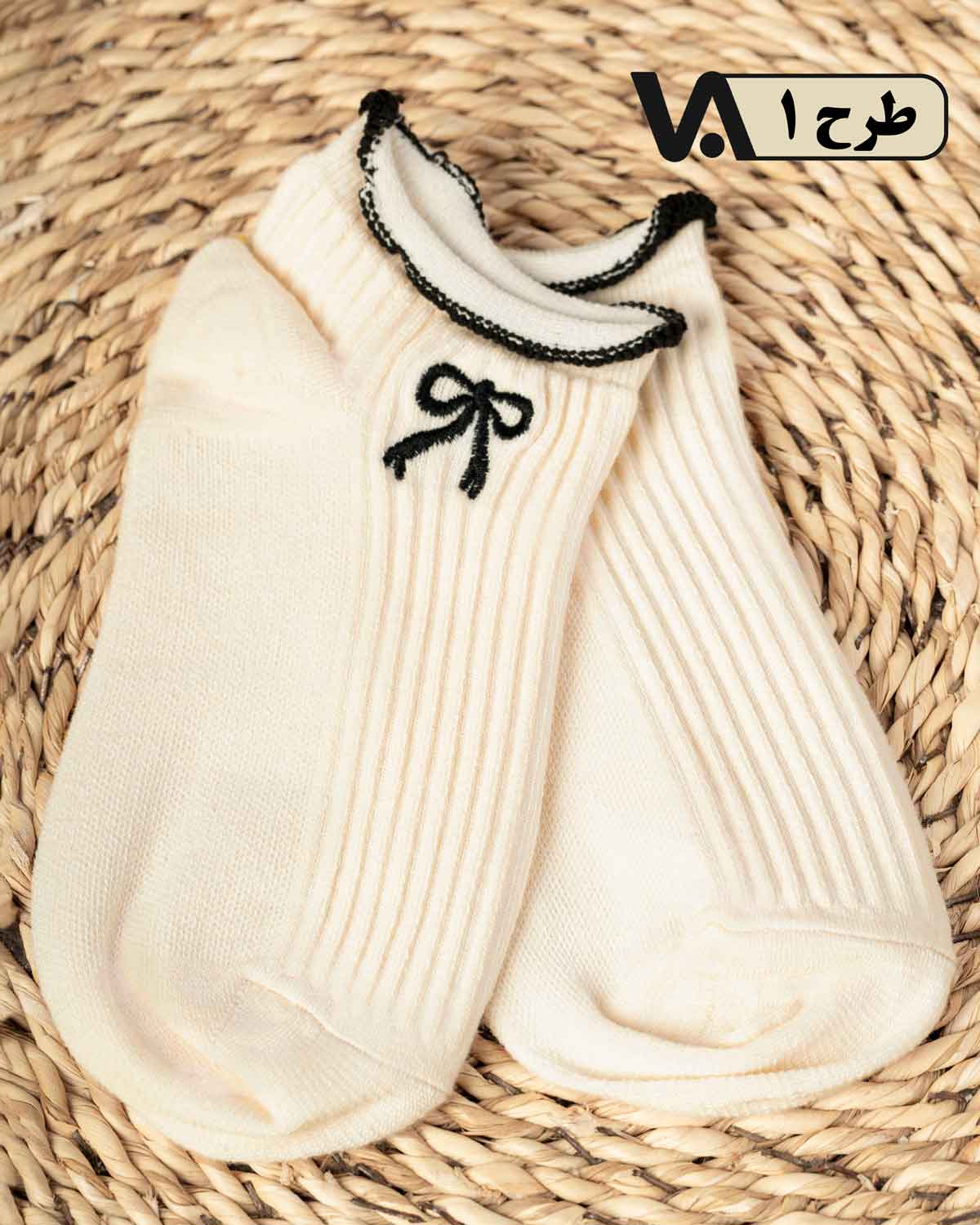 جوراب مچی گلدوزی نخ پنبه کد j450
