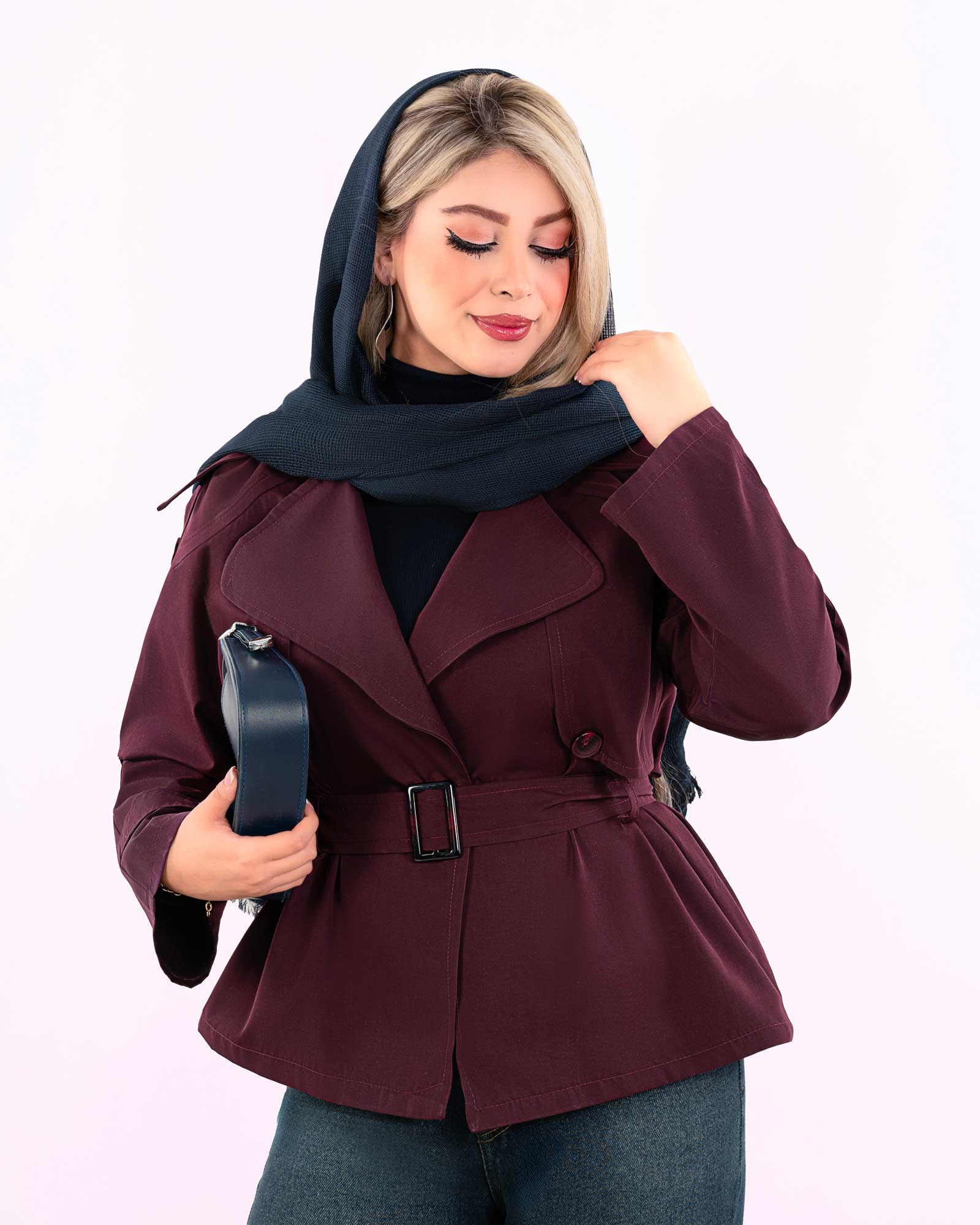 بارانی کتان تیسی دکمه نما کد j276