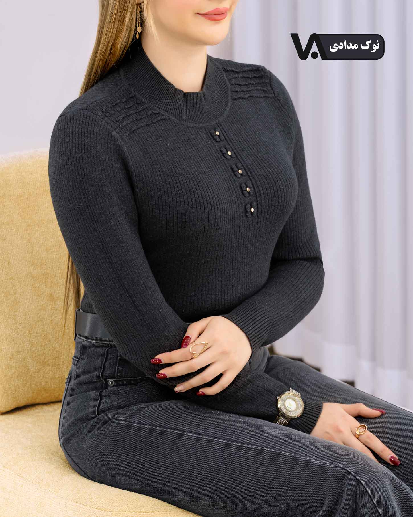 بلوز بافت موهر طرح گل کد j325