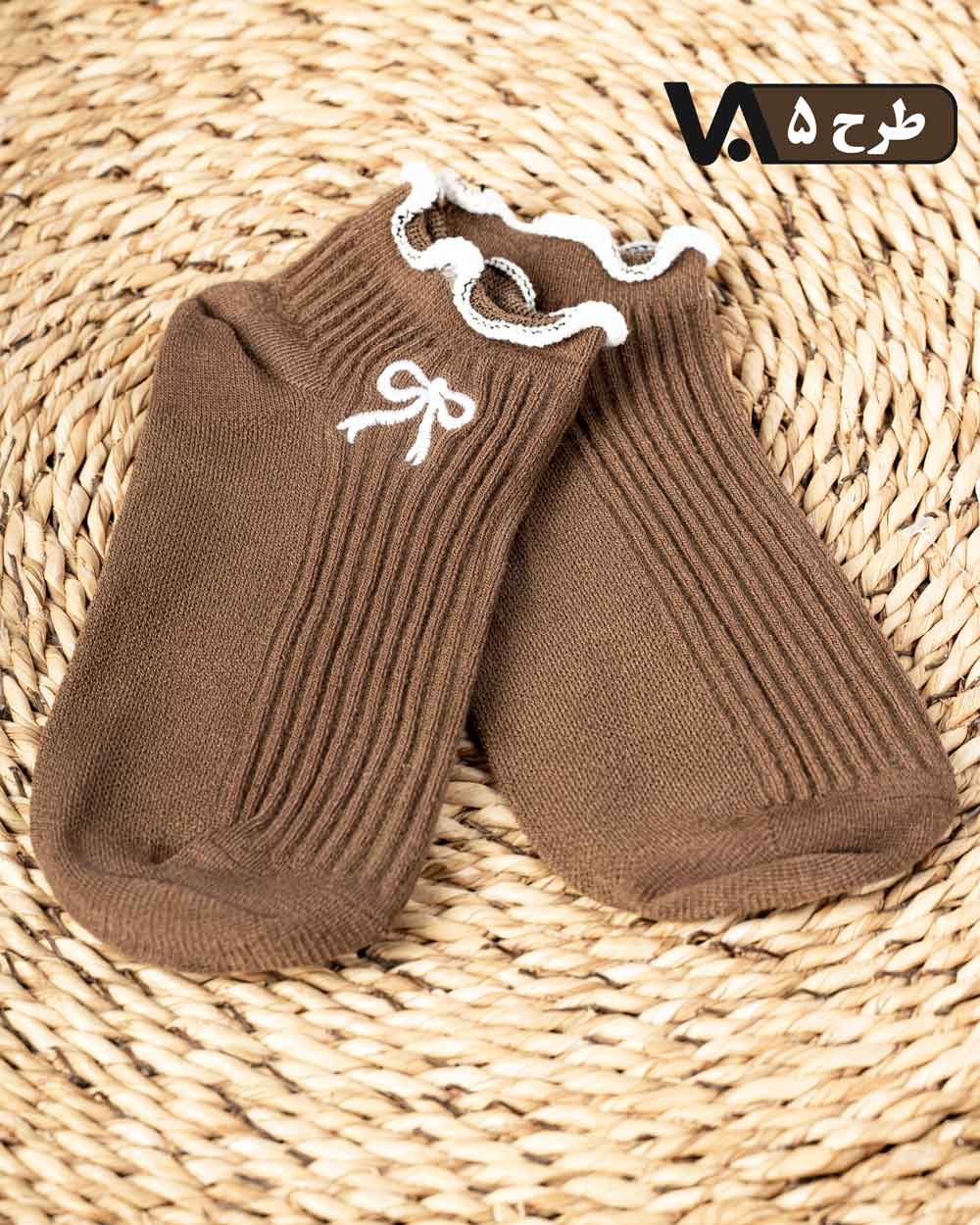 جوراب مچی گلدوزی نخ پنبه کد j450