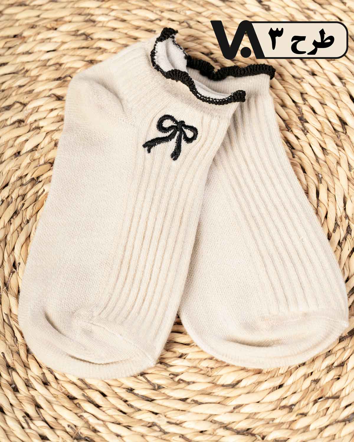 جوراب مچی گلدوزی نخ پنبه کد j450