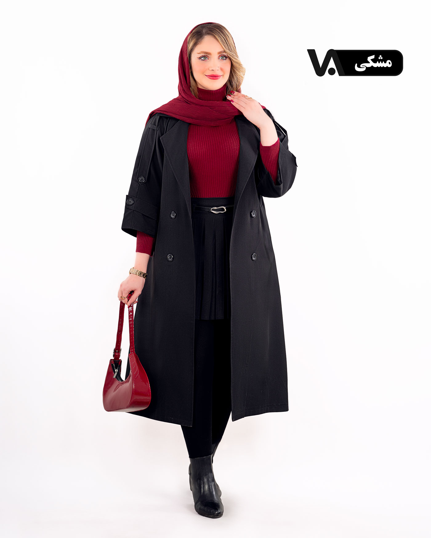 بارانی بلند آستین کیمونو کمربنددار کد j387