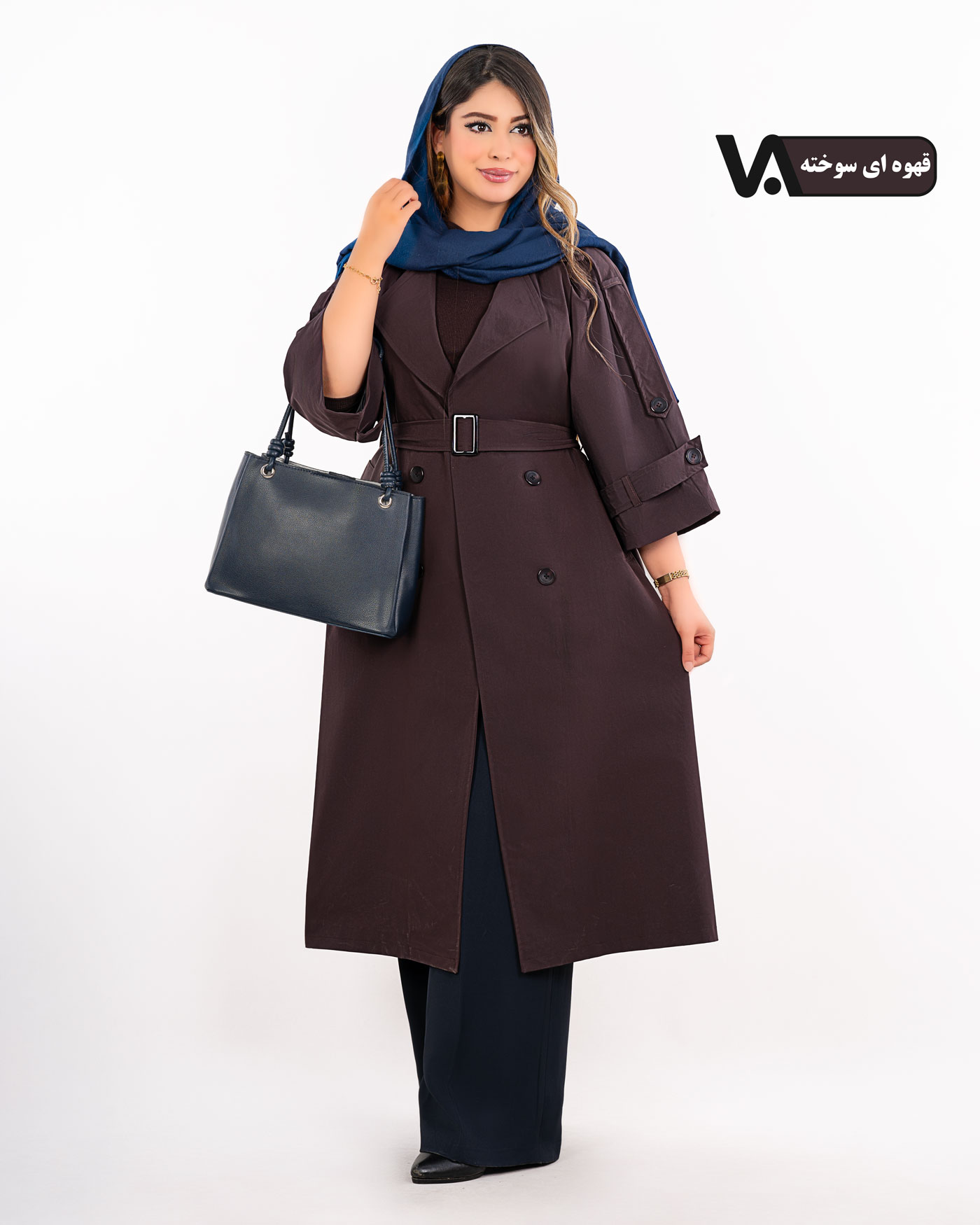 بارانی بلند آستین کیمونو کمربنددار کد j387