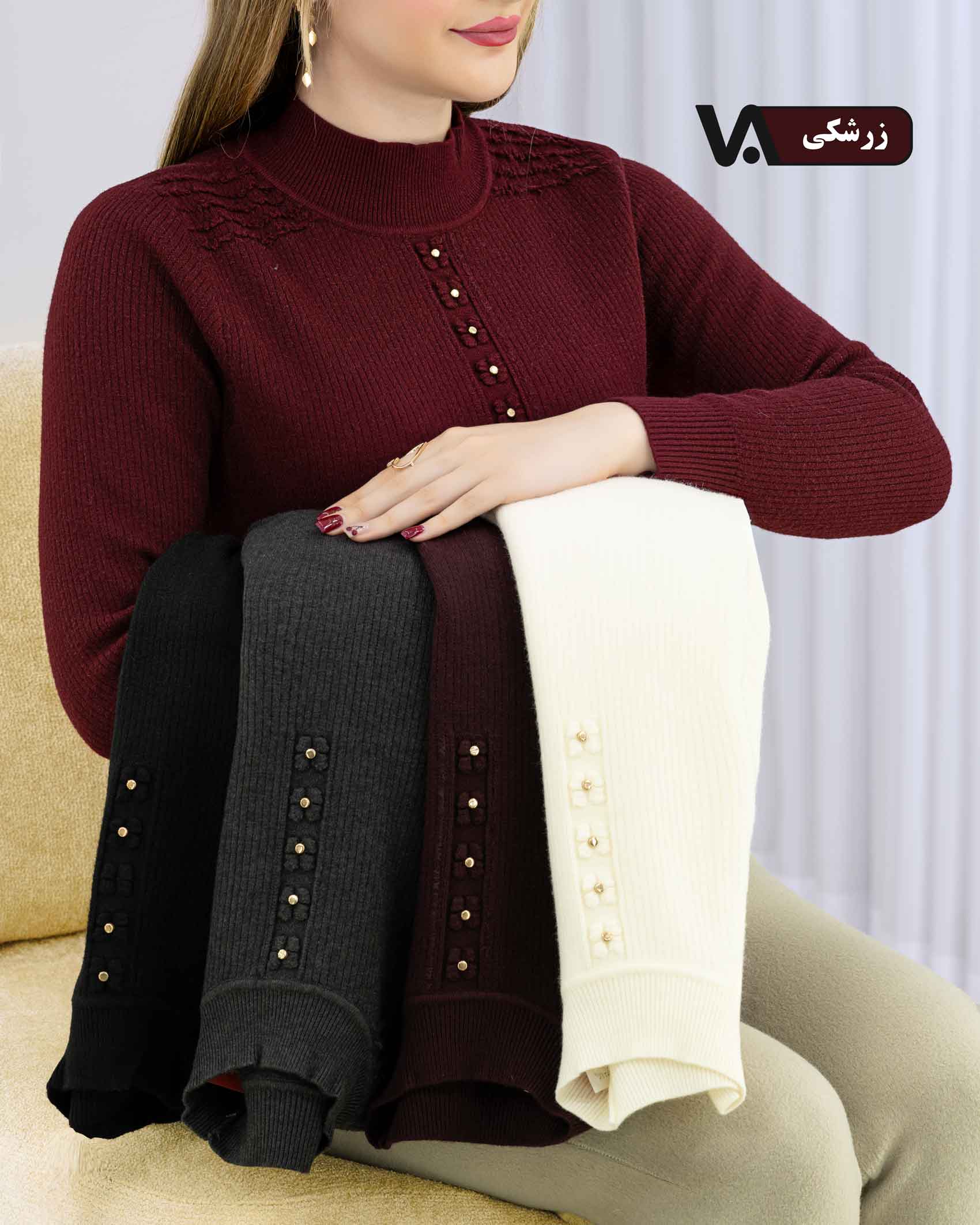 بلوز بافت موهر طرح گل کد j325