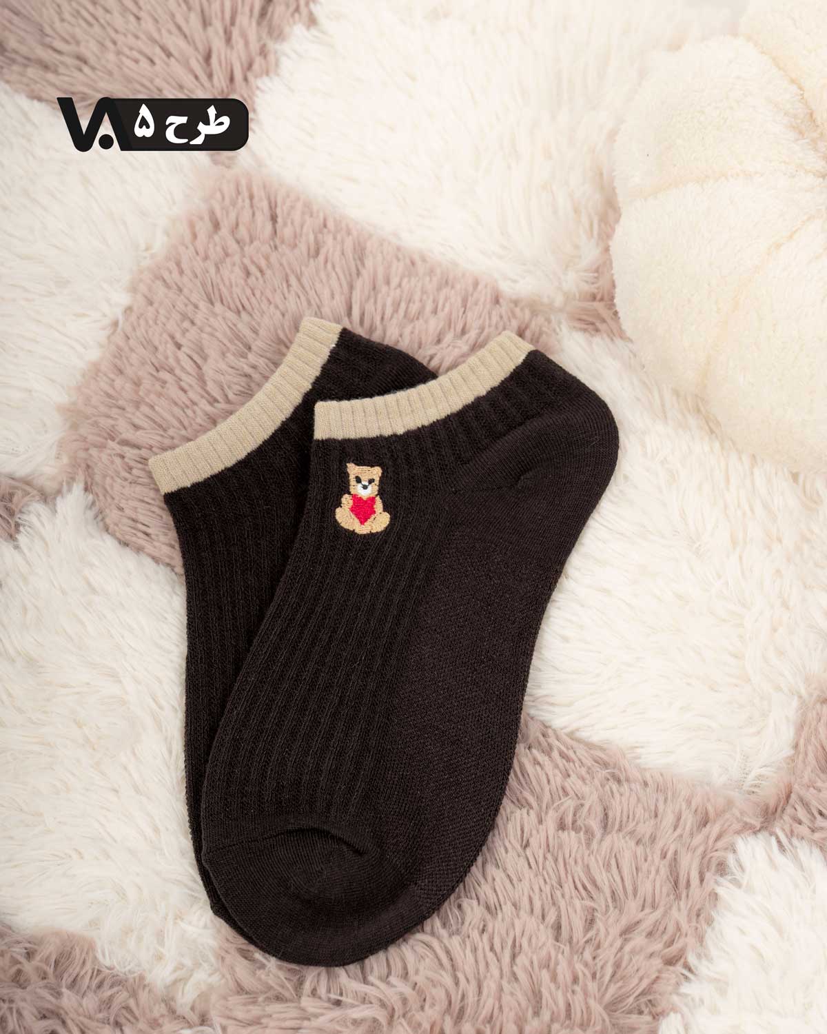جوراب مچی گلدوزی عروسکی کد j452