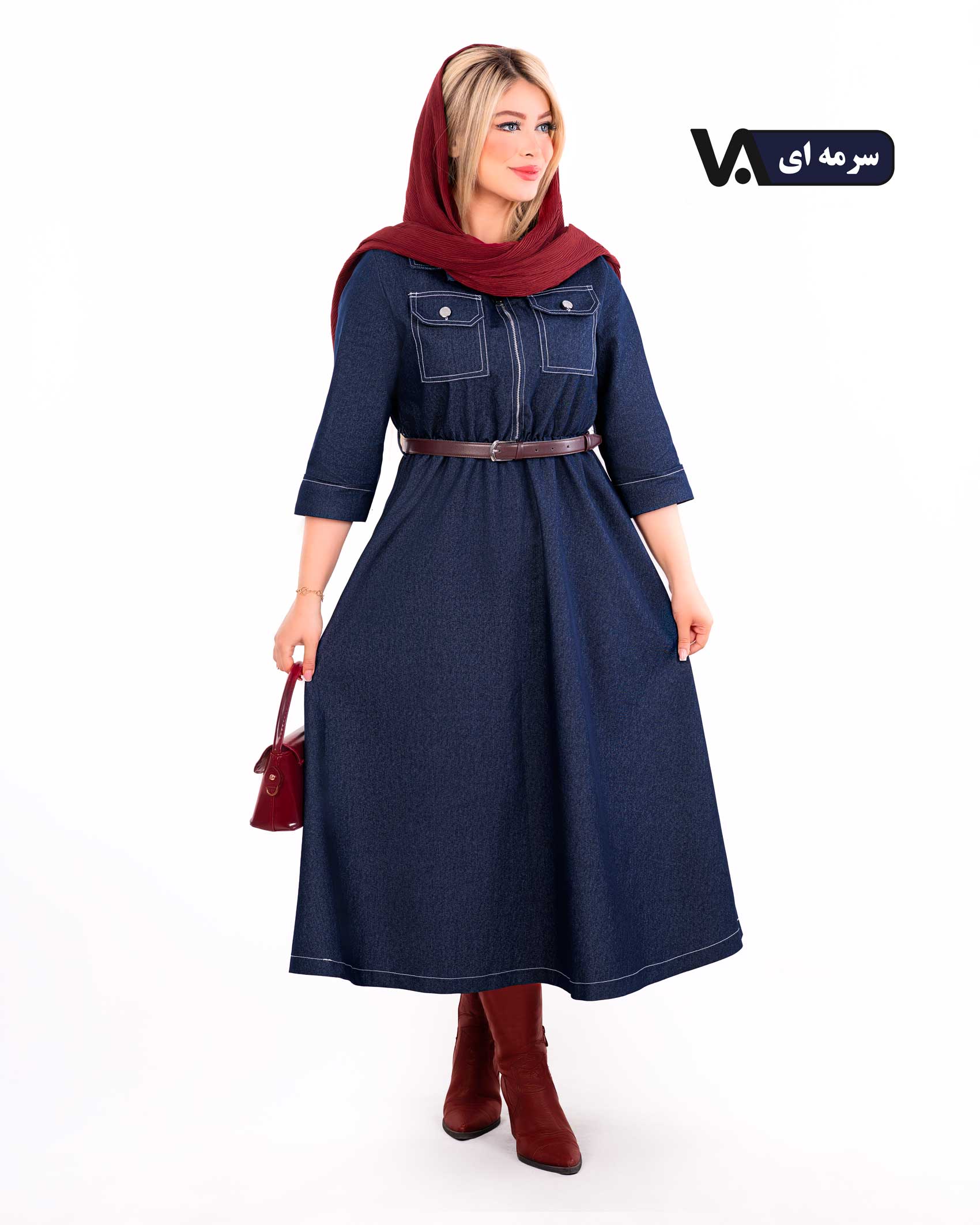 پیراهن جین بلند زیپ دار کد j529