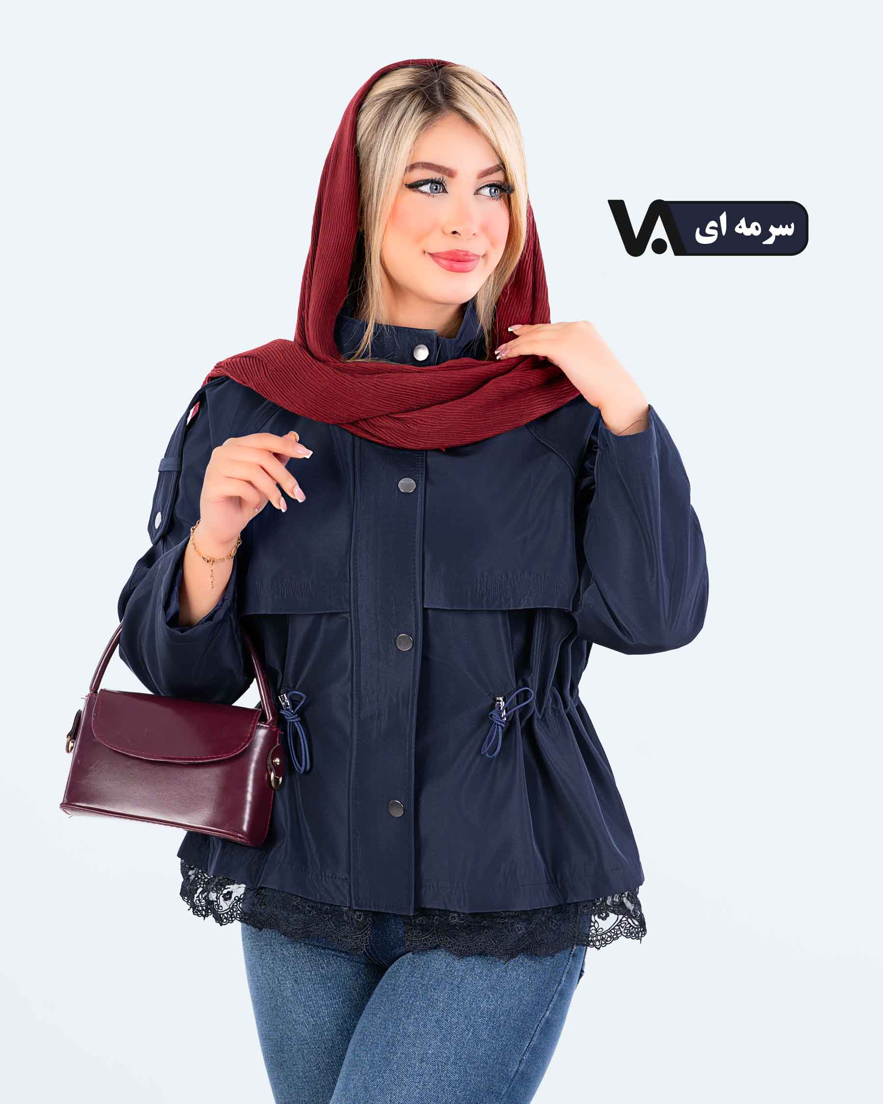 بارانی آسترکشی دانتل دار کد j525