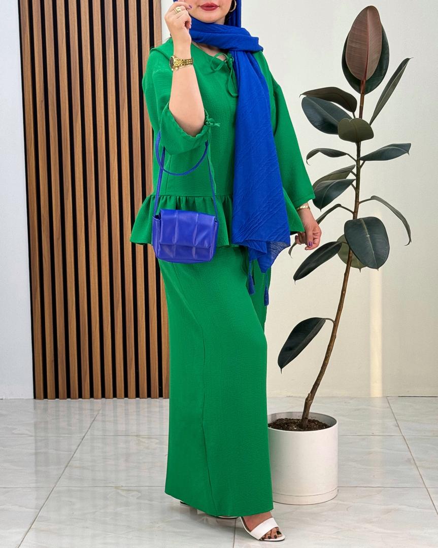 ست مانتو شلوار چین دار رنگی کد f719