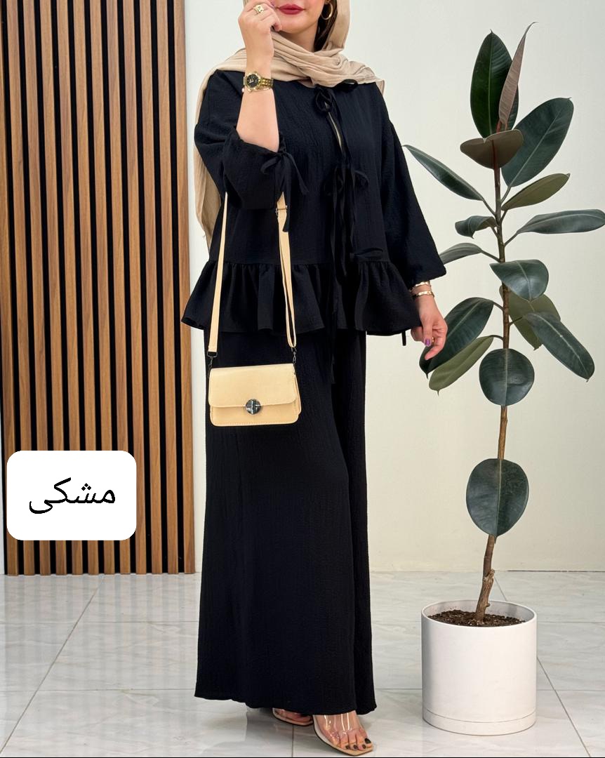 ست مانتو شلوار چین دار رنگی کد f719