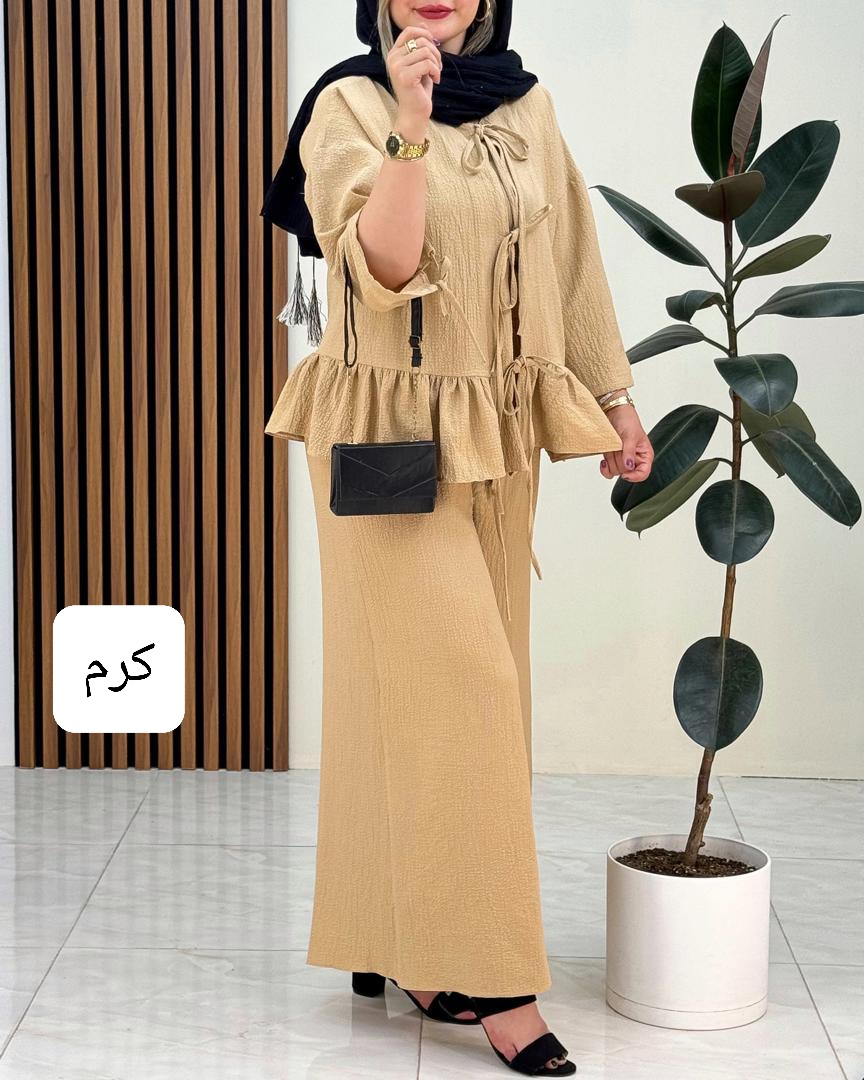 ست مانتو شلوار چین دار رنگی کد f719