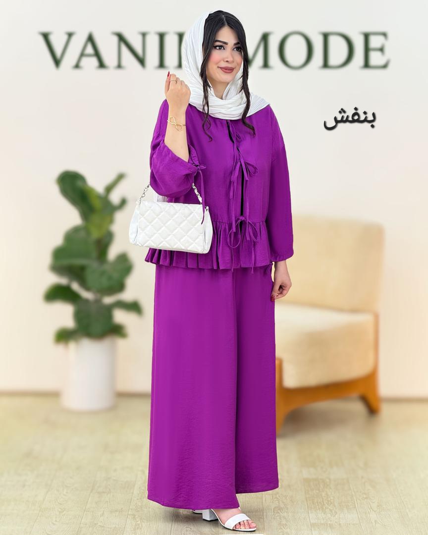 ست مانتو شلوار چین دار رنگی کد f719