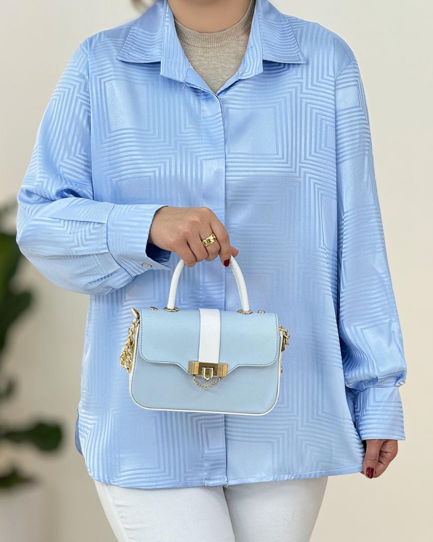 شومیز ساتن طرح دار کد g308