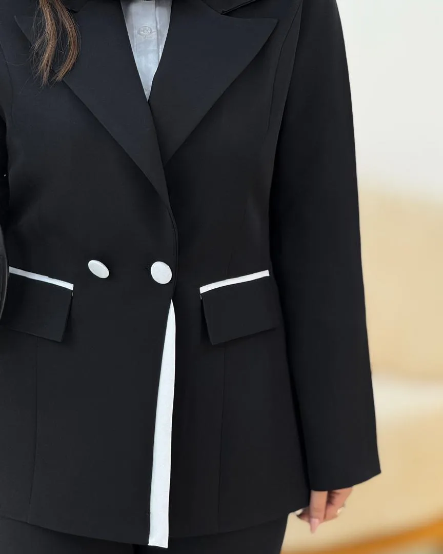 کت شلوار دکمه دار نوار سفید کد h520