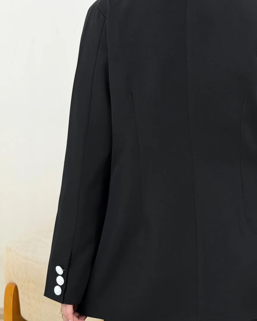 کت شلوار دکمه دار نوار سفید کد h520