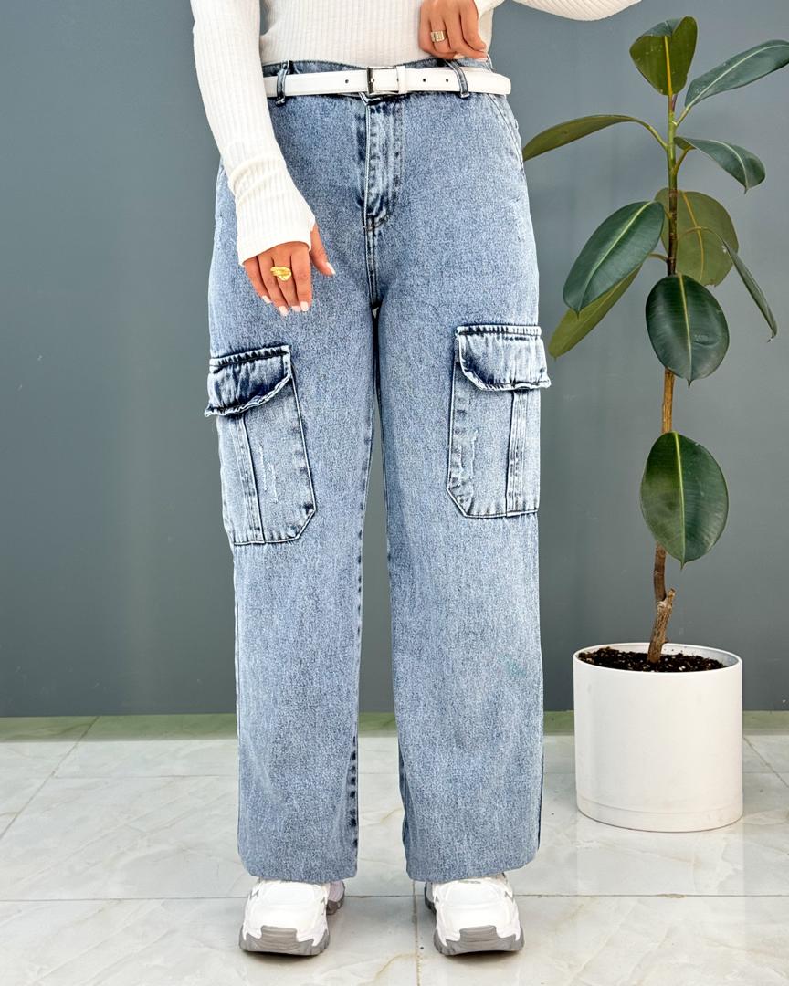 شلوار جین کارگو کد e676