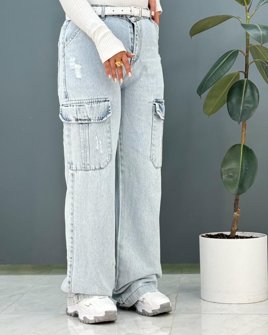 شلوار جین کارگو کد e676