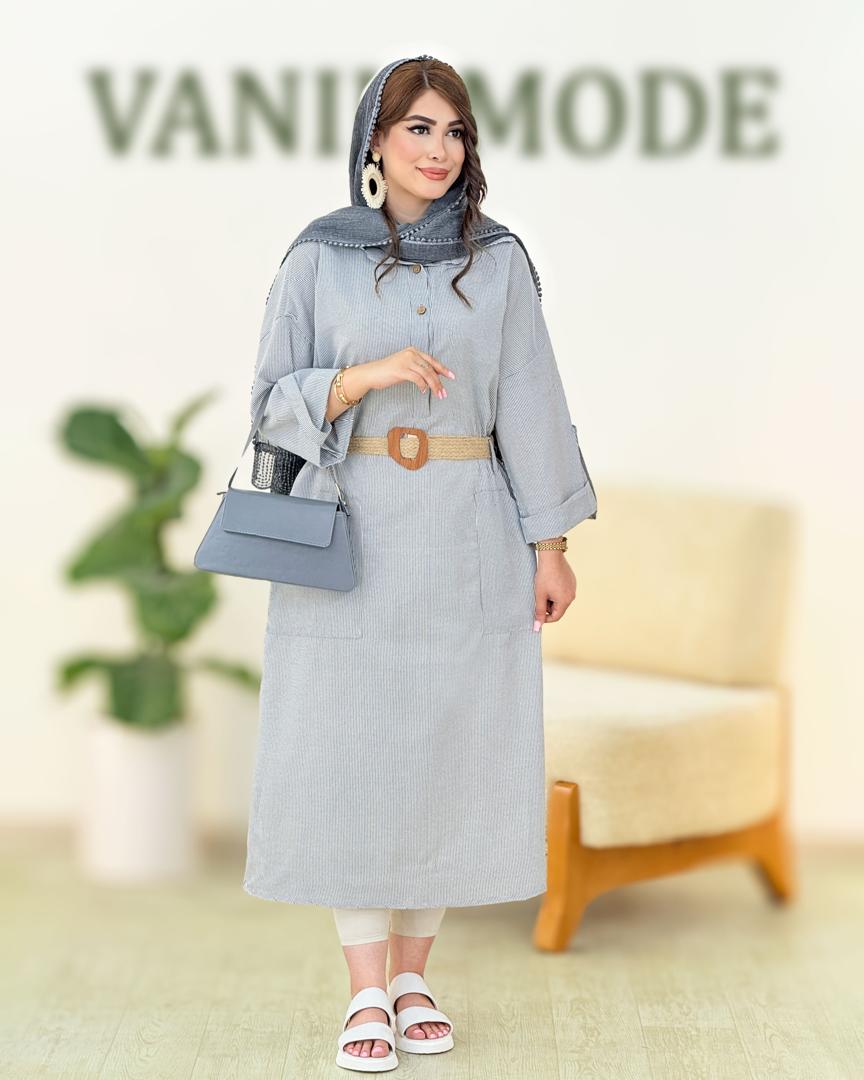 کفتان راه راه کمربند دار کد h66