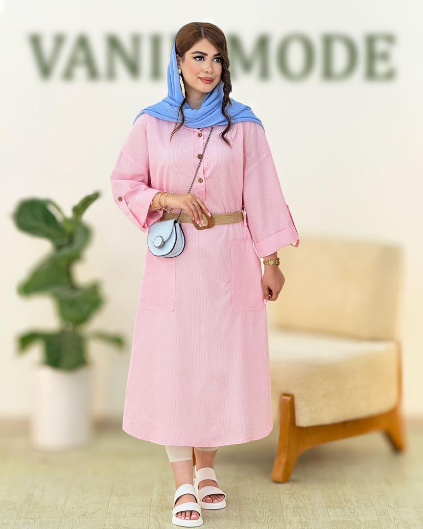 کفتان راه راه کمربند دار کد h66