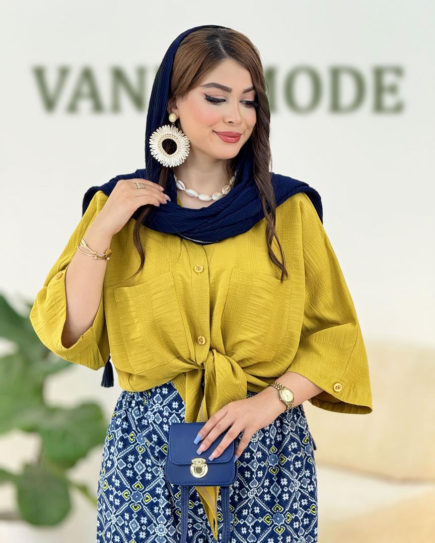 شومیز گره ای دکمه نما کدh208