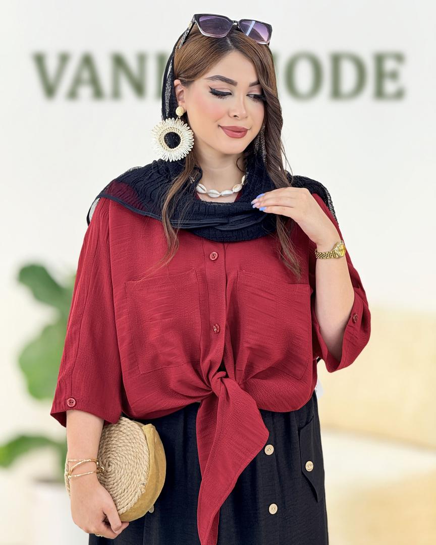 شومیز گره ای دکمه نما کدh208