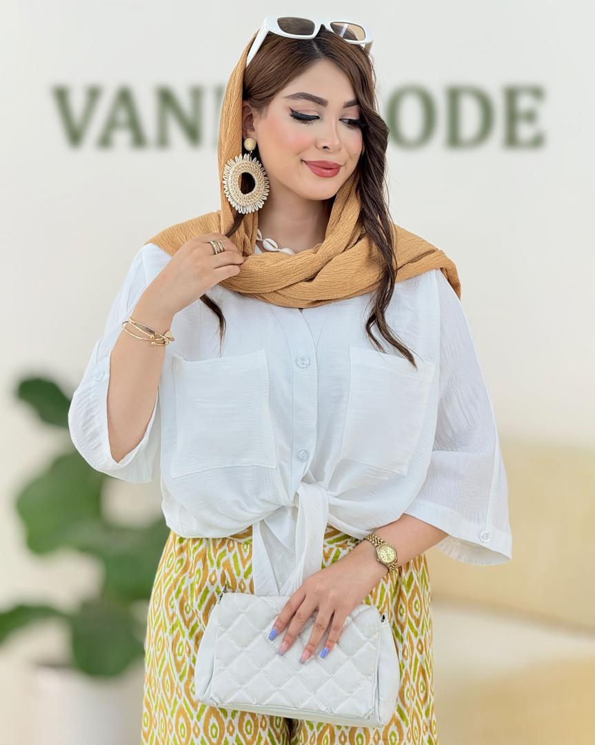 شومیز گره ای دکمه نما کدh208