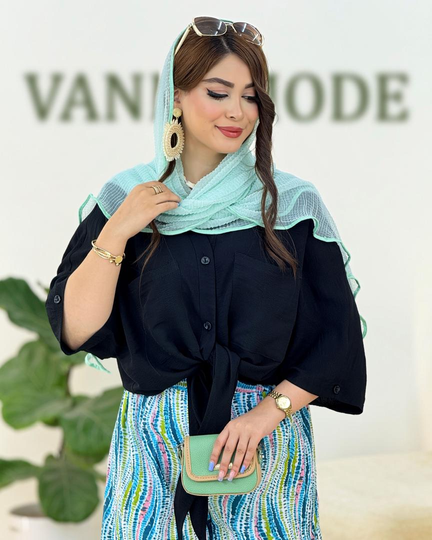 شومیز گره ای دکمه نما کدh208