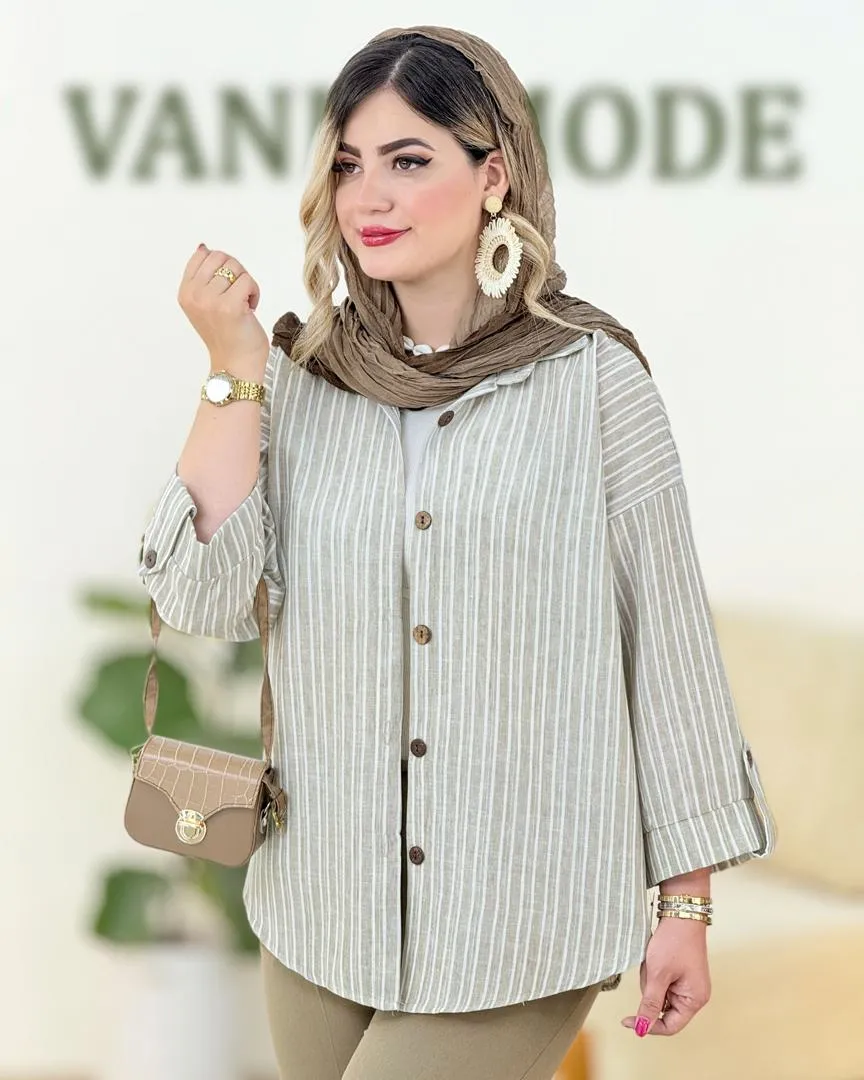 شومیز پایین هلال آستین پاگون دار کدH157