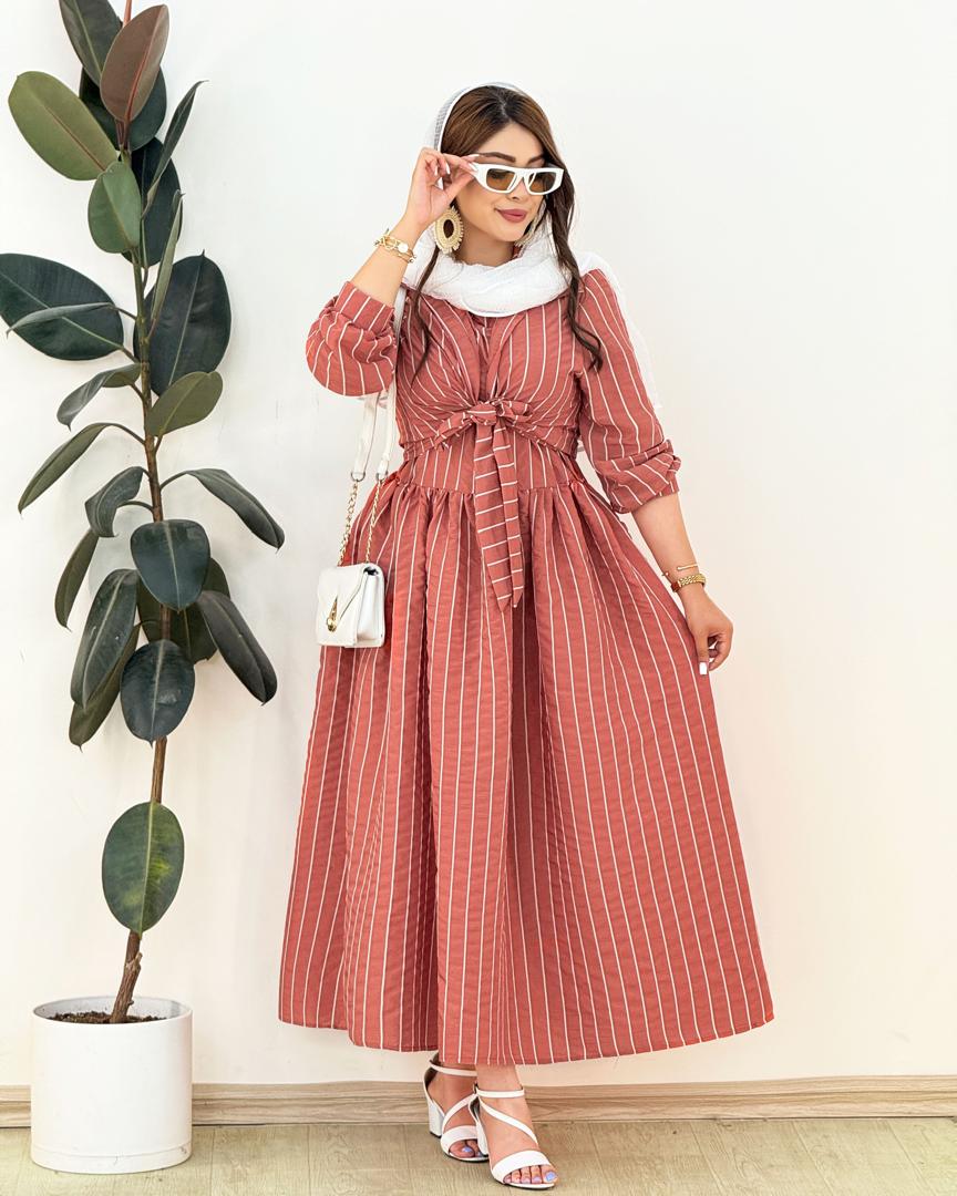 ست شومیز گره ای و سارافون آستین حلقه ای کد H236