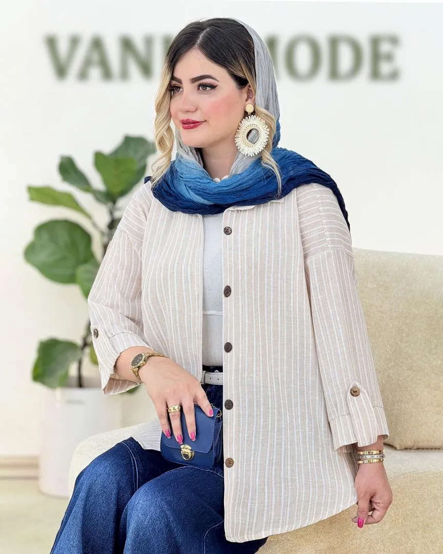 شومیز پایین هلال آستین پاگون دار کدH157