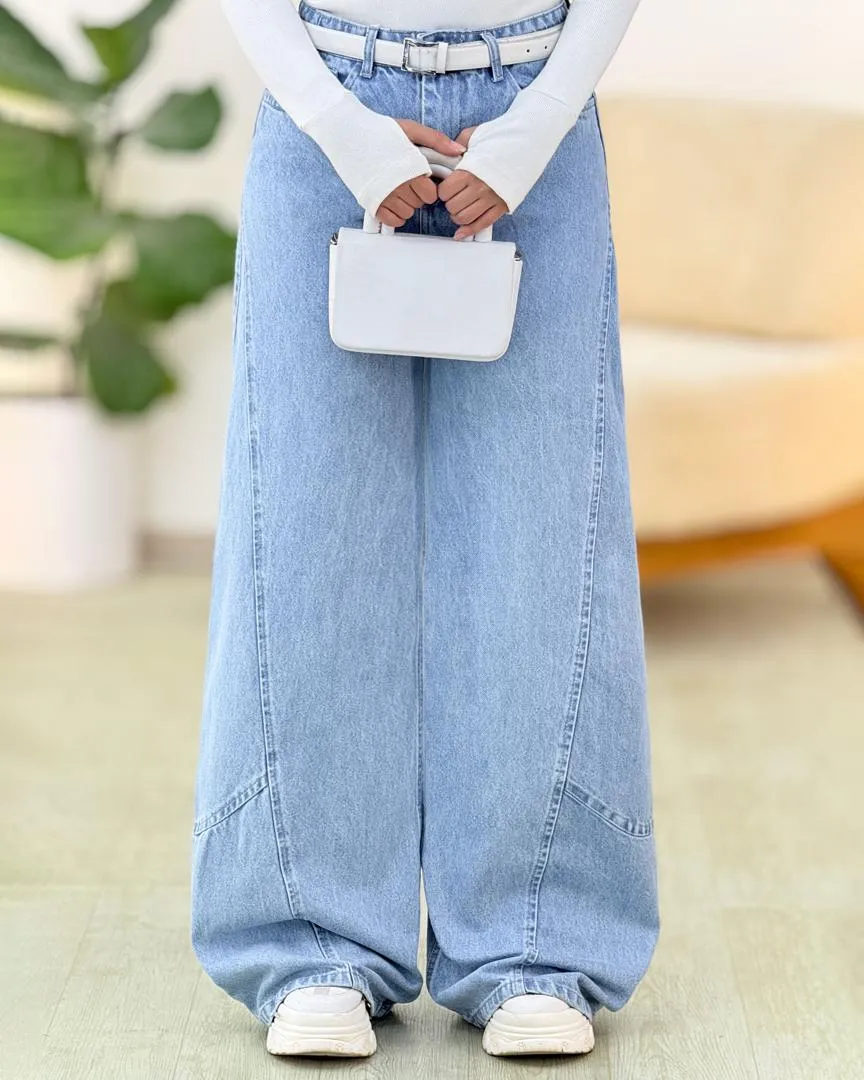 شلوار فول بگ آبی یخی کدG930