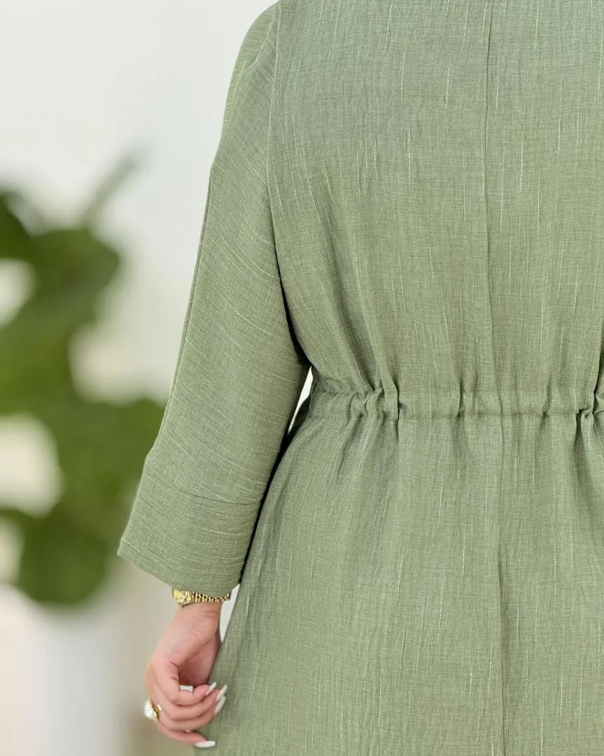 مانتو بلند شانتون دیپلمات کمربنددار