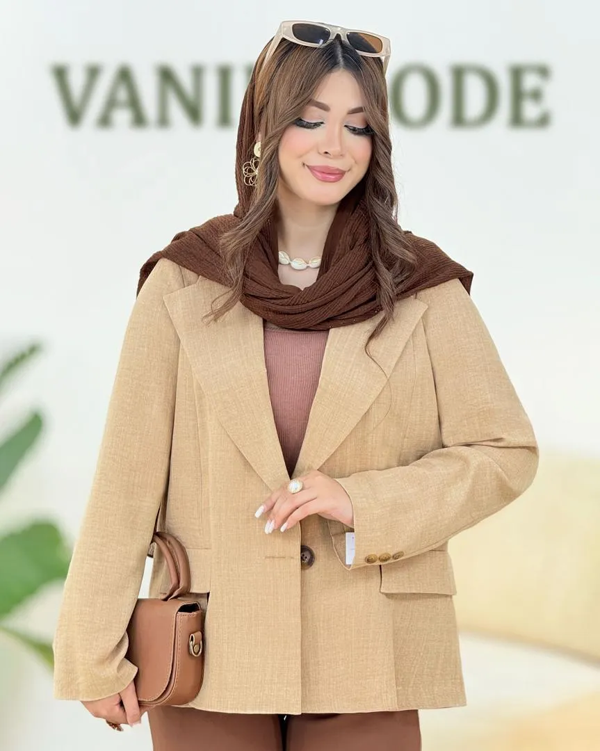 کت جلو چاک دار شانتون ژاکارد کدh292