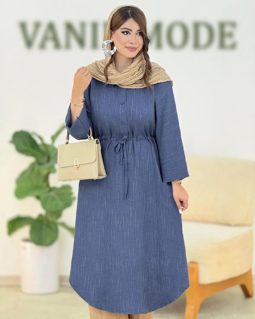 مانتو بلند شانتون دیپلمات کمربنددار