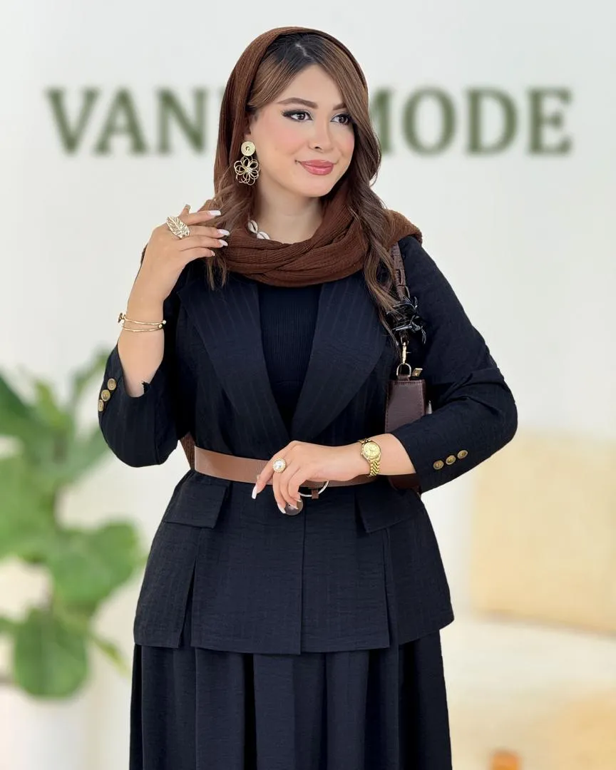 کت جلو چاک دار شانتون ژاکارد کدh292