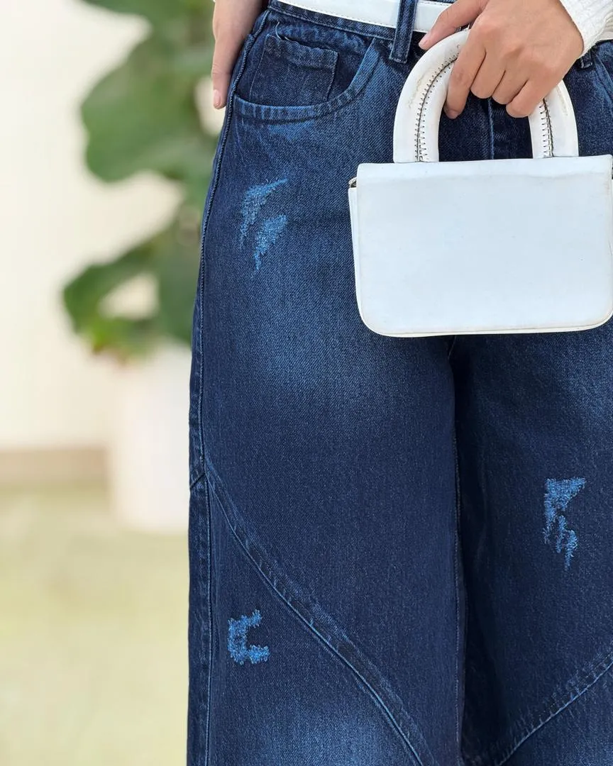 شلوار فول بگ جین زاپ دار کد g930