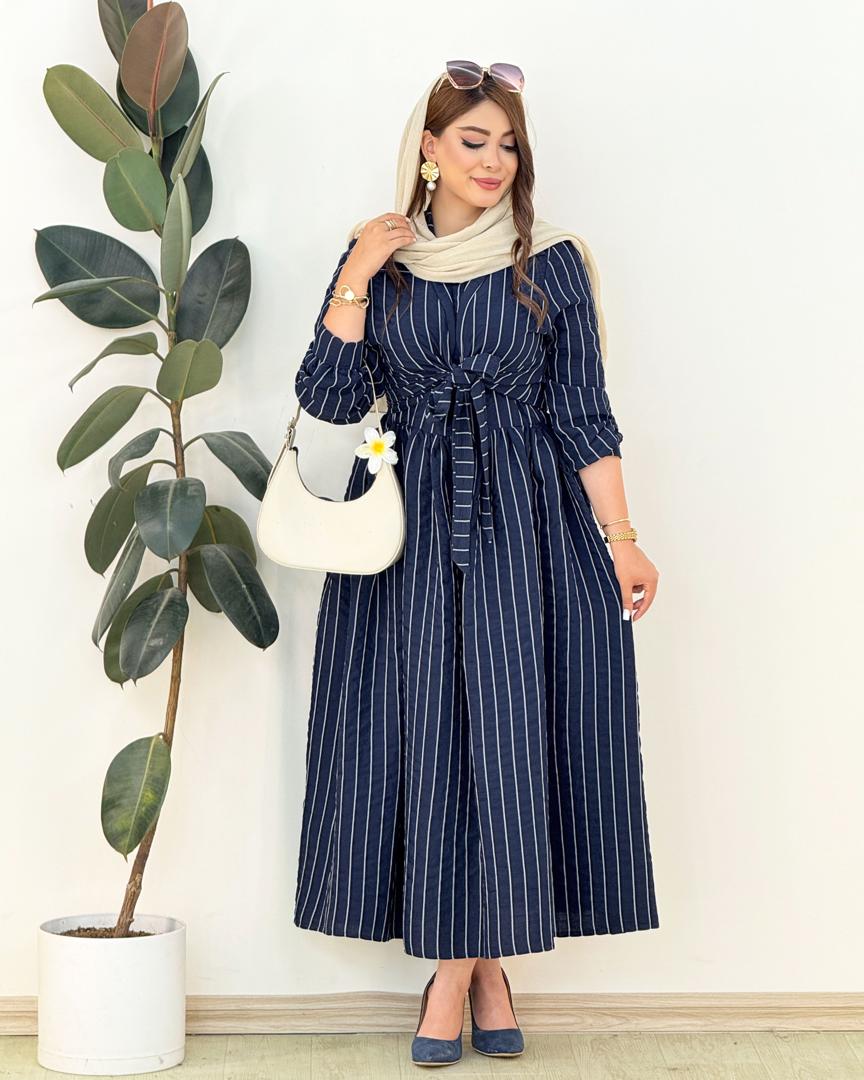 ست شومیز گره ای و سارافون آستین حلقه ای کد H236