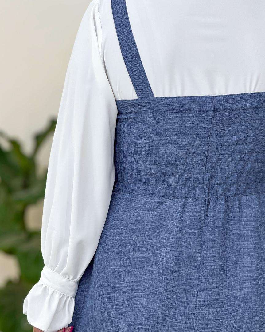 ست کت یقه گرد و سارافون بغل زیپ دار کد H255