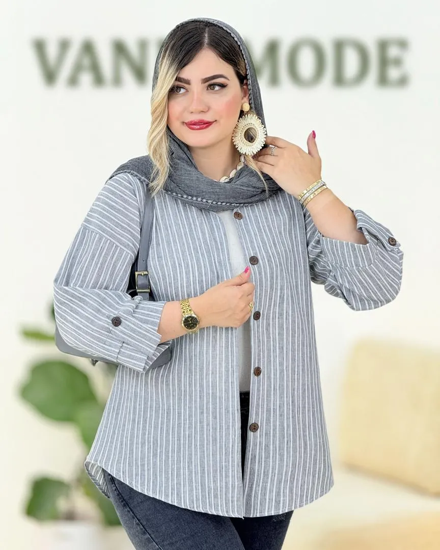 شومیز پایین هلال آستین پاگون دار کدH157