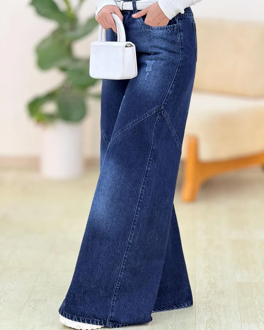 شلوار فول بگ جین زاپ دار کد g930