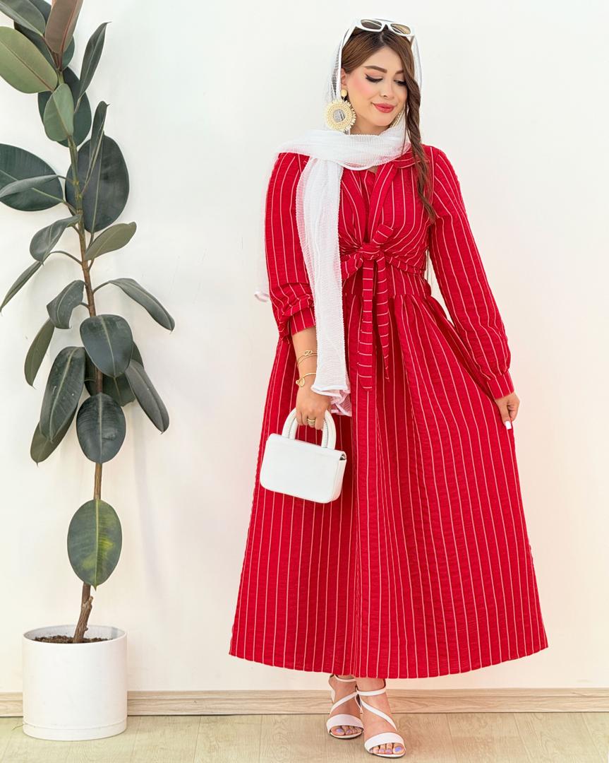 ست شومیز گره ای و سارافون آستین حلقه ای کد H236