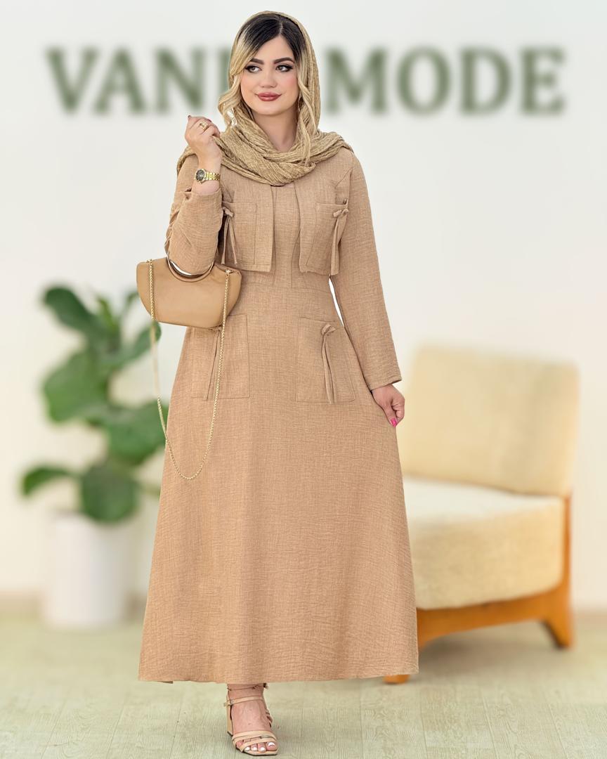 ست کت یقه گرد و سارافون بغل زیپ دار کد H255