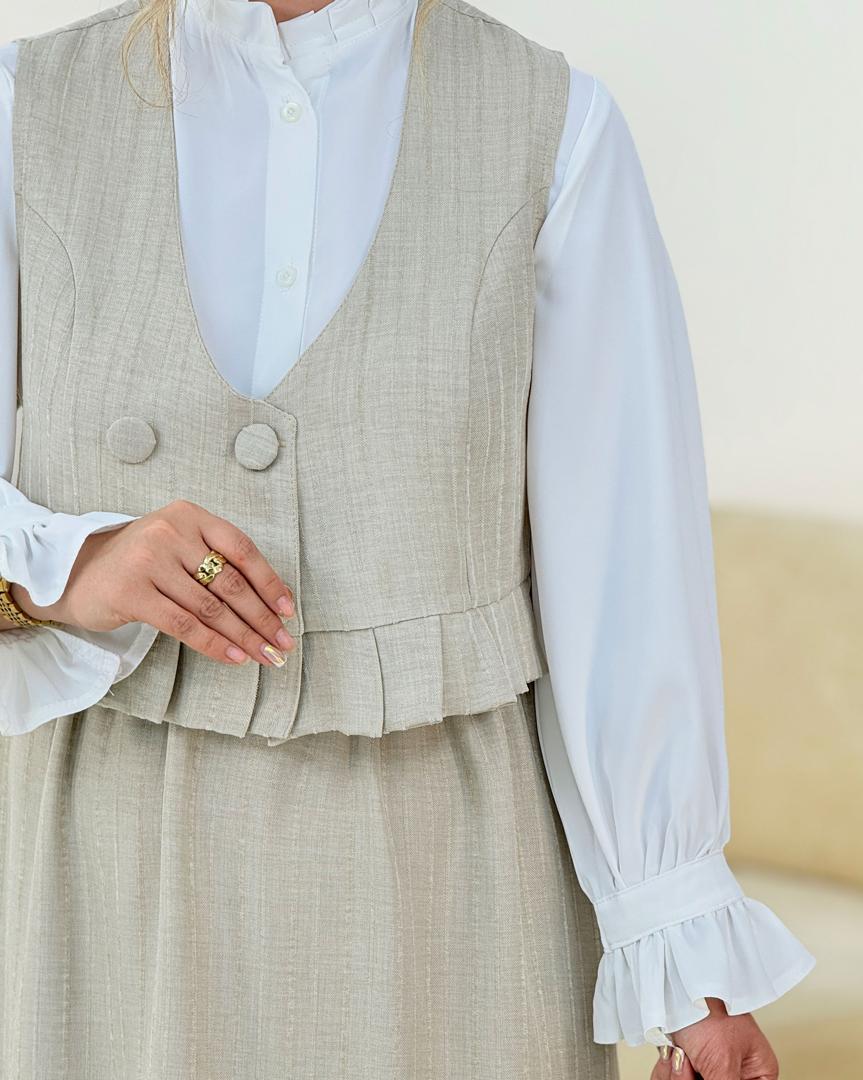 ست سه تیکه شومیز دامن جلیقه کد h166