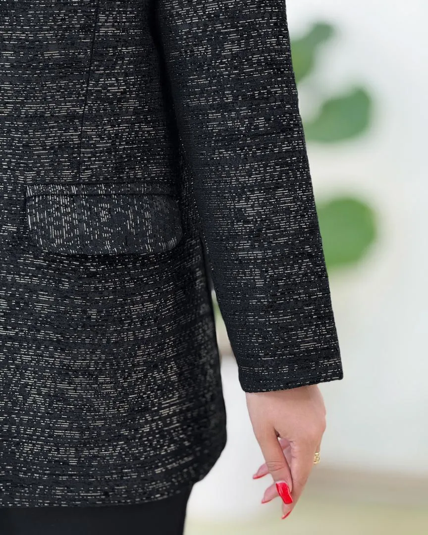 کت آستین سه دکمه نما ژاکارد دوجیب کد h441