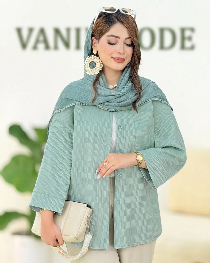 شومیز آستین مچ دار تک جیب کدh353