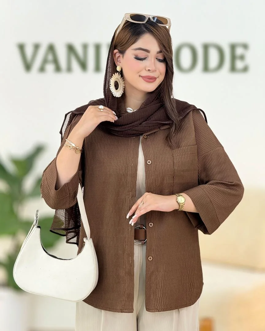 شومیز آستین مچ دار تک جیب کدh353