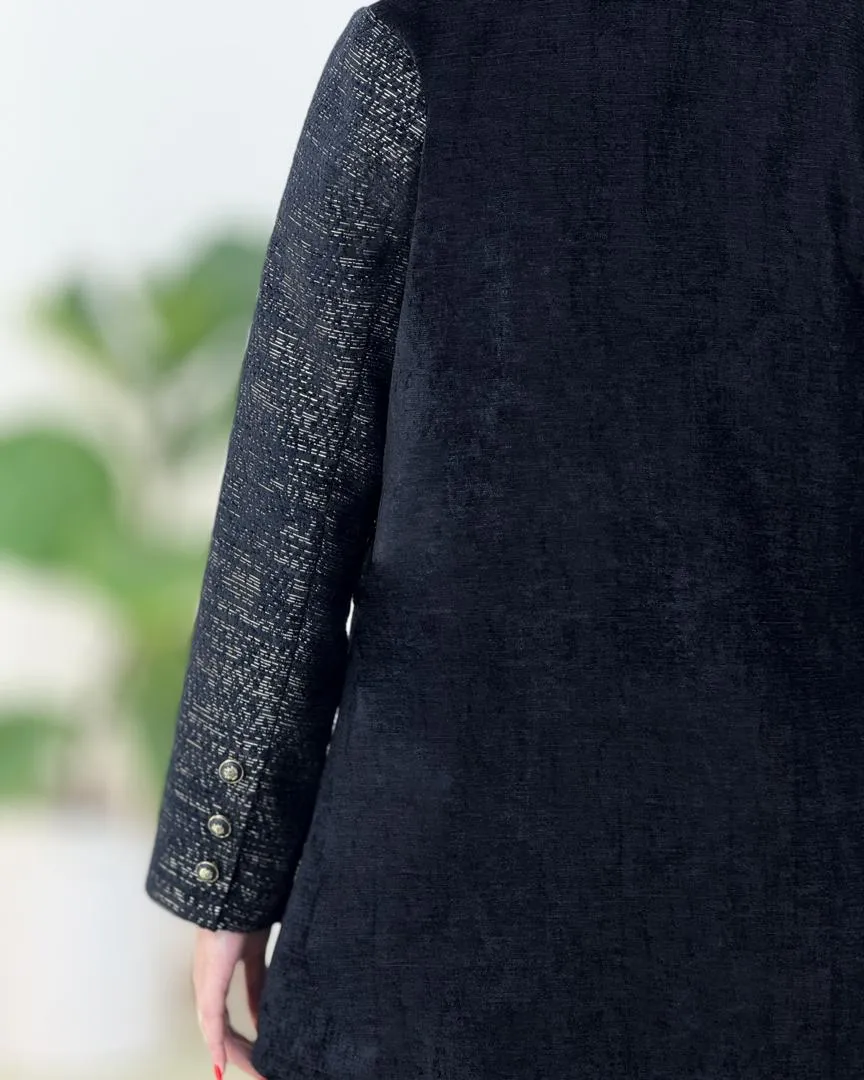 کت آستین سه دکمه نما ژاکارد دوجیب کد h441