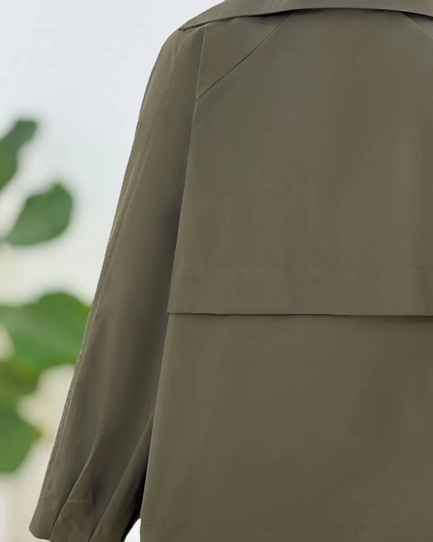 بارانی خفاشی کتان آستین سرخود کد H385